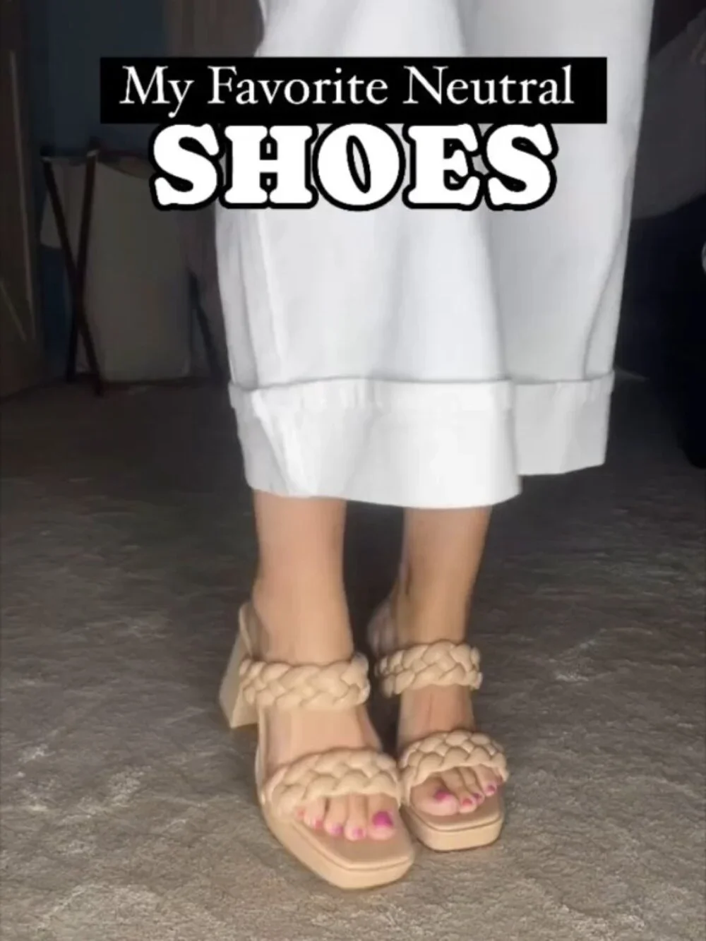 Women’s Chunky Heel Braided Sandals – Slip On High Mules Summer Dress Shoes